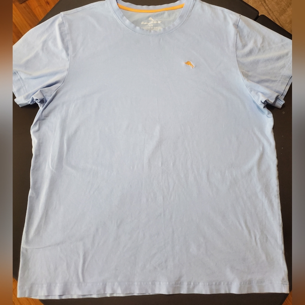 Tommy Bahama Mens L Light Blue Marlin Logo Tee Embroidered Crewneck Cotton